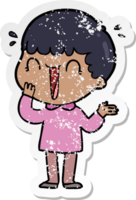 distressed sticker of a laughing cartoon man png