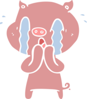 dessin animé de style plat couleur cochon qui pleure png