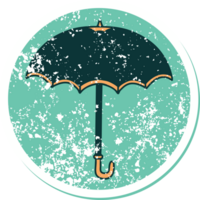 ikoniska bedrövad klistermärke tatuering stil bild av ett paraply png