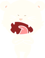 oso polar de dibujos animados de estilo de color plano enojado png