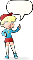 cartoon skater girl giving thumbs up symbol with speech bubble png