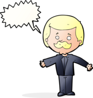 cartoon mustache man with open arms with speech bubble png