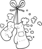 drawn black and white cartoon boxing gloves png