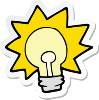 adesivo di una lampadina brillante cartone animato png