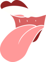 Flache Farbdarstellung des Mundes, der die Zunge herausstreckt png