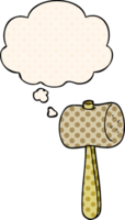 cartoon mallet with thought bubble in comic book style png