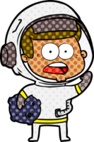 karikatur überraschter astronaut, der mondfelsen hält png