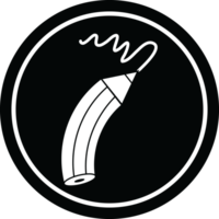 lápis desenhando um símbolo circular de linha png