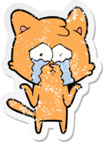 distressed sticker of a cartoon cat png