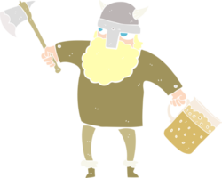 flat color illustration of drunk viking png