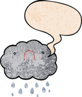 cute cartoon cloud with speech bubble in retro texture style png