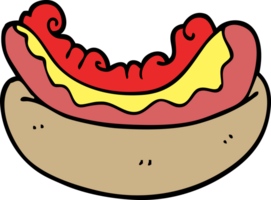 caricatura, garabato, perrito caliente, en, un, bollo png