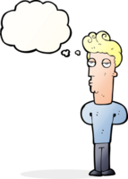 cartoon bored man with thought bubble png