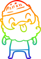rainbow gradient line drawing of a man with beard sticking out tongue png