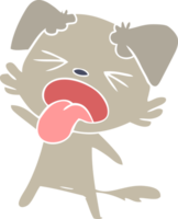 chien dégoûté de dessin animé de style plat couleur png