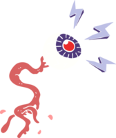 flat color illustration of gross electric halloween eyeball png