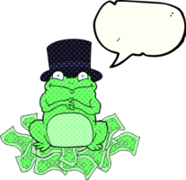 drawn comic book speech bubble cartoon rich frog in top hat png