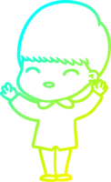 cold gradient line drawing of a happy cartoon boy png