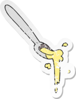 pegatina retro angustiada de una cucharada de dibujos animados png