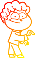 warm gradient line drawing of a cartoon happy man png