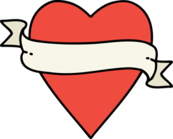 tattoo in traditional style of a heart and banner png