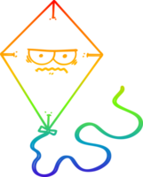 rainbow gradient line drawing of a cartoon angry kite png