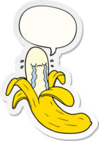 cartoon crying banana with speech bubble sticker png