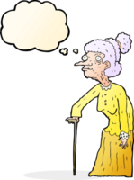 cartoon old woman with thought bubble png