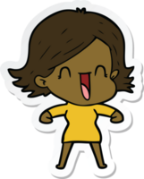 sticker of a cartoon happy woman png