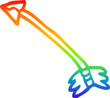 rainbow gradient line drawing of a cartoon primitive arrow png