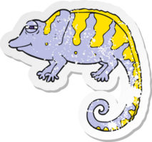 pegatina retro angustiada de un camaleón de dibujos animados png