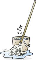 drawn cartoon mop and bucket png