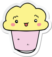 sticker of a cartoon cupcake with face png