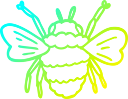 cold gradient line drawing of a cartoon bumble bee png