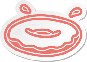 adesivo de desenho animado de um donut de anel gelado png