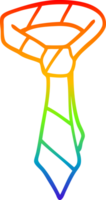 rainbow gradient line drawing of a cartoon tie png