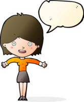 Cartoon aufgeregte Frau mit Sprechblase png