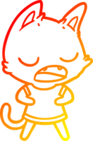 warm gradient line drawing of a talking cat cartoon png