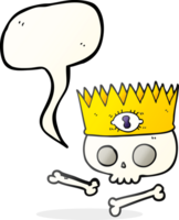 desenhado discurso bolha desenho animado Magia coroa em velho crânio png
