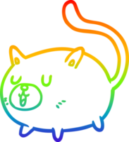 rainbow gradient line drawing of a happy cat png