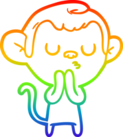 rainbow gradient line drawing of a cartoon monkey png