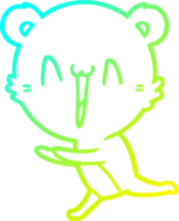 frío degradado línea dibujo de un corriendo oso dibujos animados png