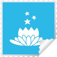 square peeling sticker cartoon of a flower png