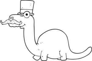 drawn black and white cartoon posh dinosaur png