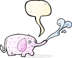 dessin animé drôle petit éléphant éjacule de l'eau avec bulle de dialogue png