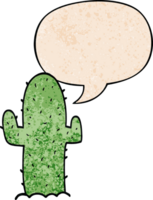 cartone animato cactus con discorso bolla nel retrò struttura stile png