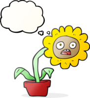 disegnato pensato bolla cartone animato triste fiore png