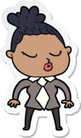 sticker of a cartoon calm woman png