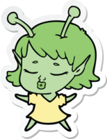 autocollant d'un dessin animé mignon fille extraterrestre png