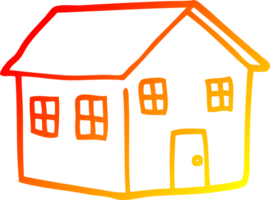 warm gradient line drawing of a cartoon house png